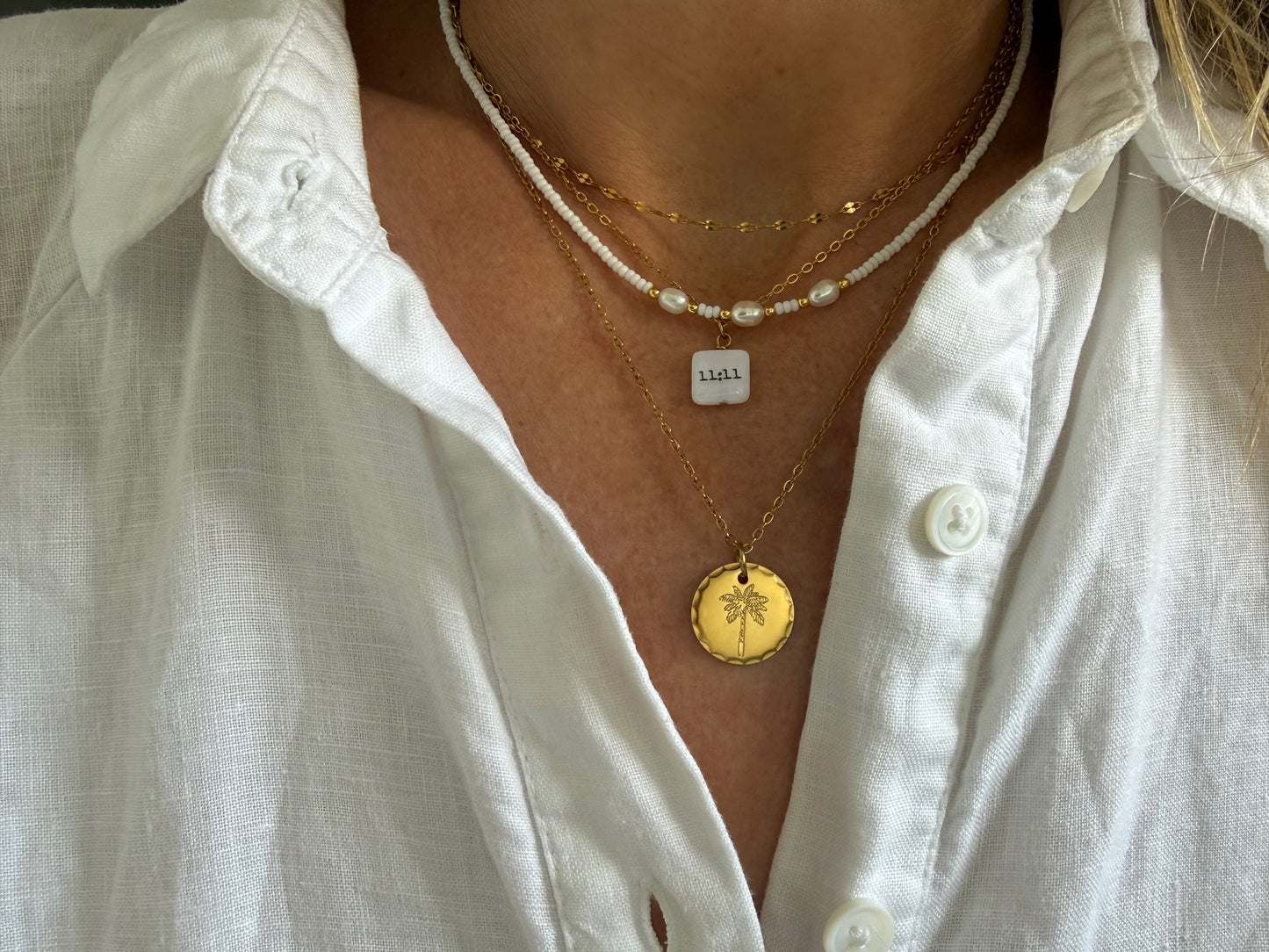 Sunlit Palm Tree Necklace