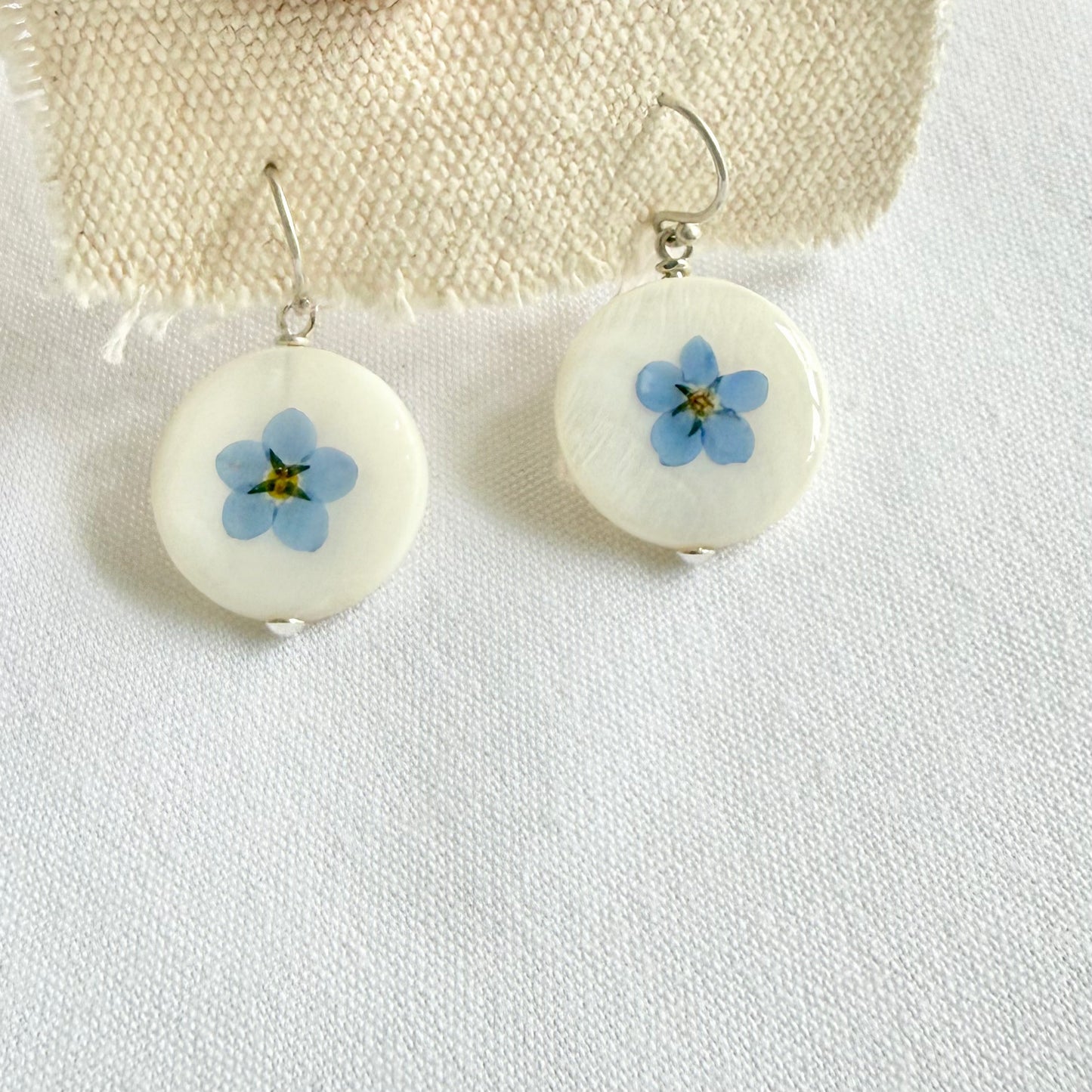 Large forget-me-not hook earrings