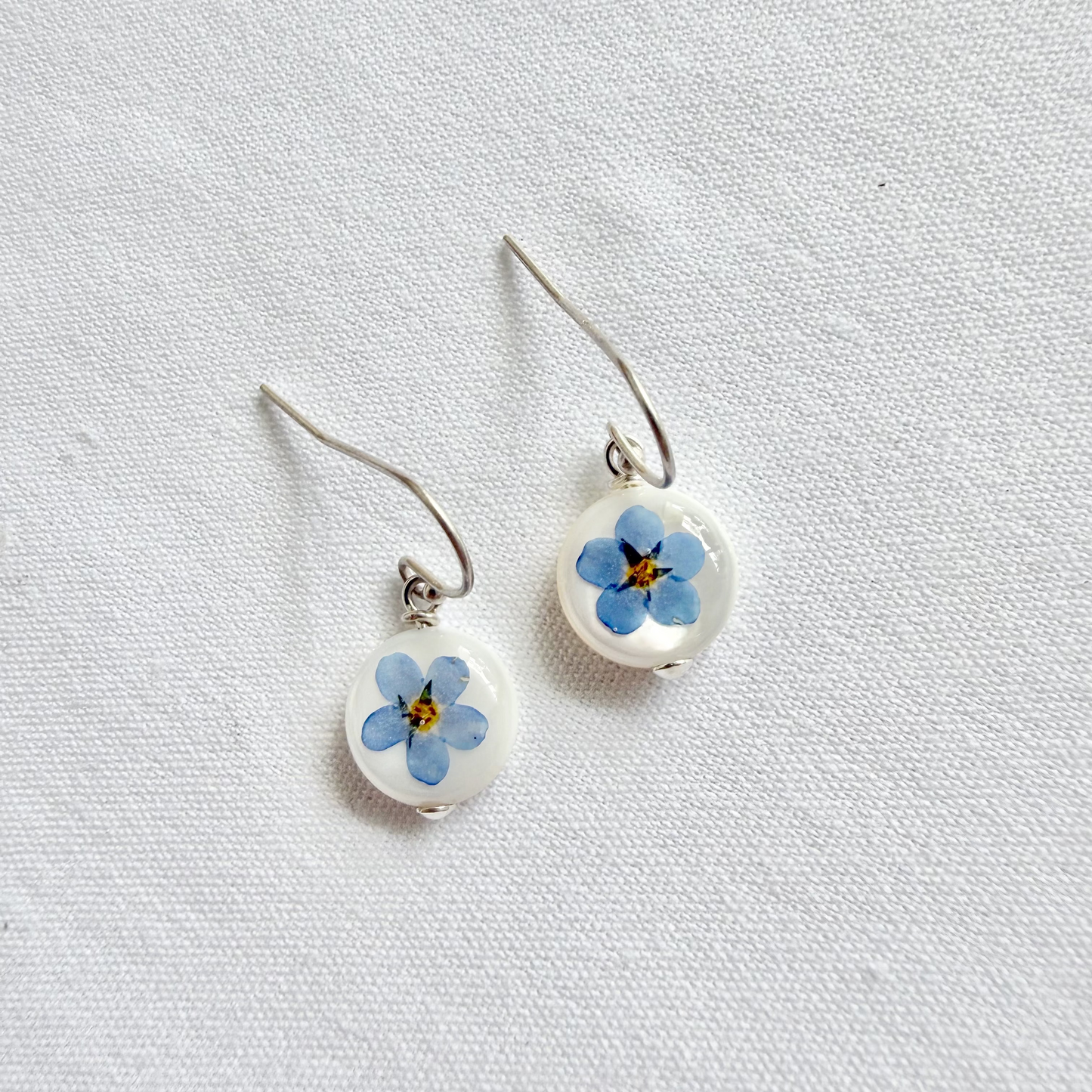 Forget-me-not hook earrings