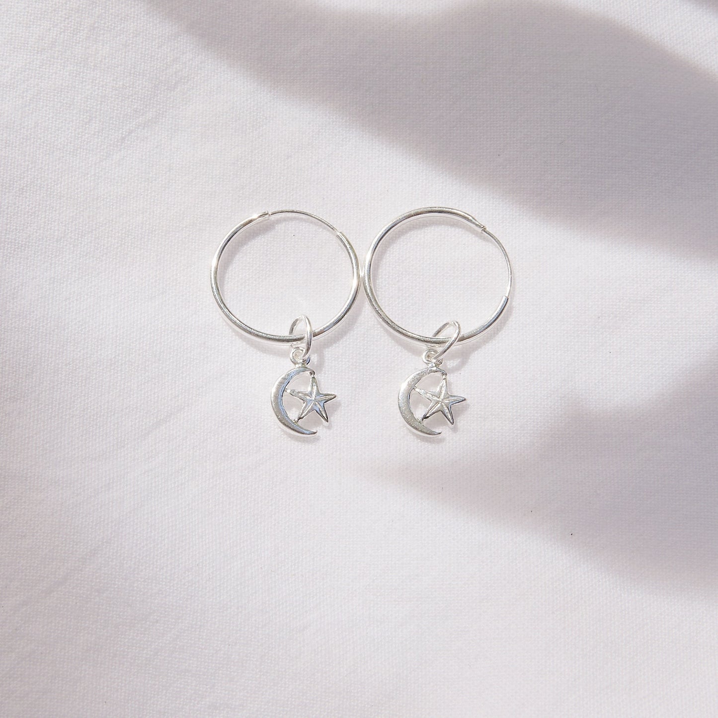 Créoles étoile et lune en argent sterling