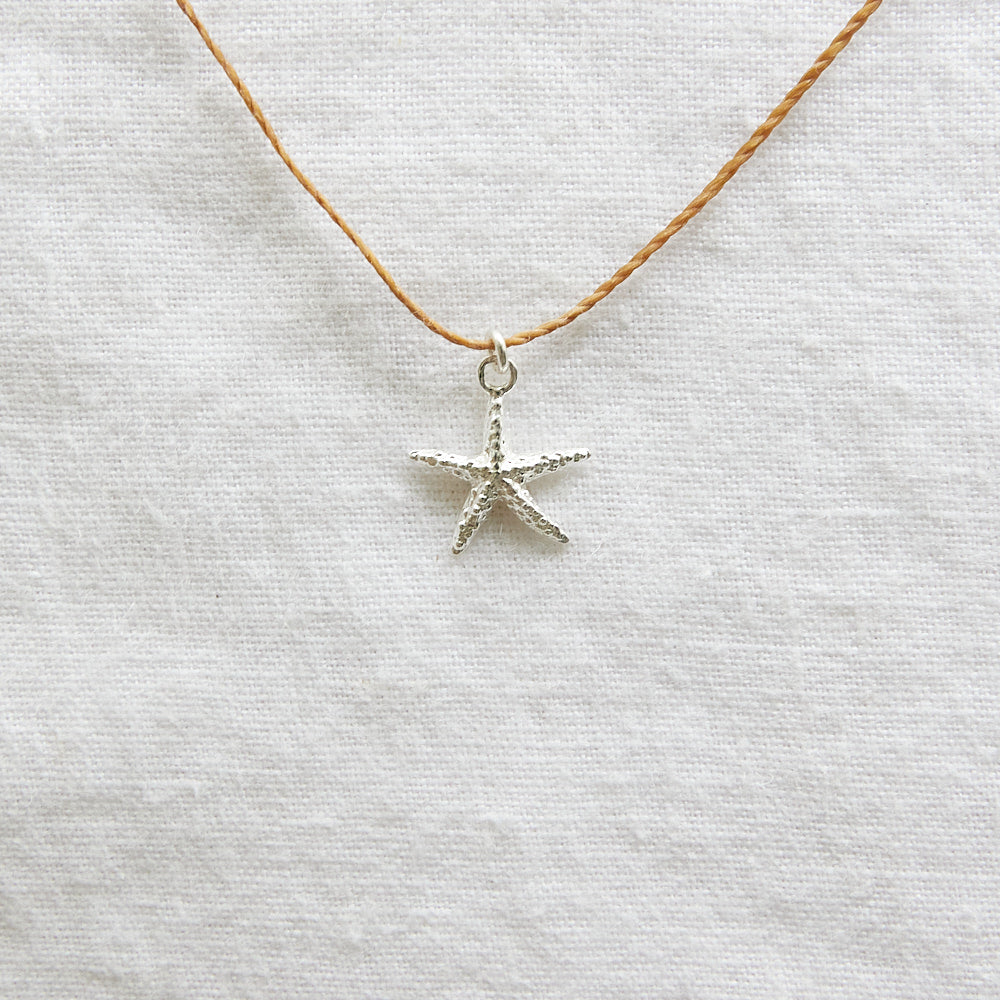 Starfish cord necklace sterling silver