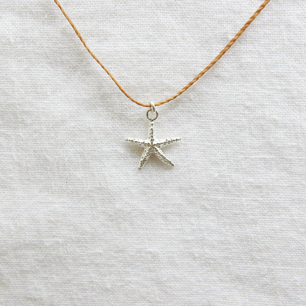 Starfish cord necklace sterling silver