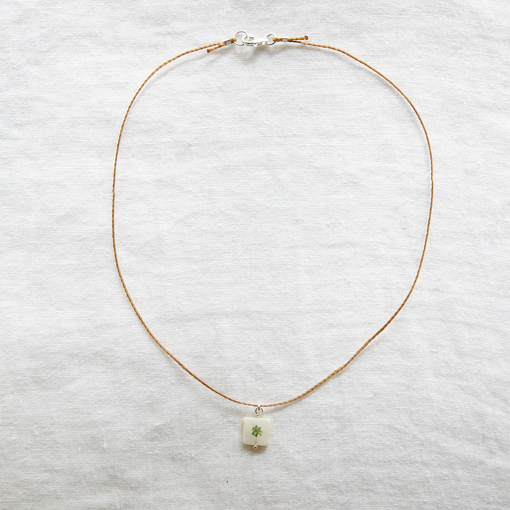 palm tree cord necklace sterling silver