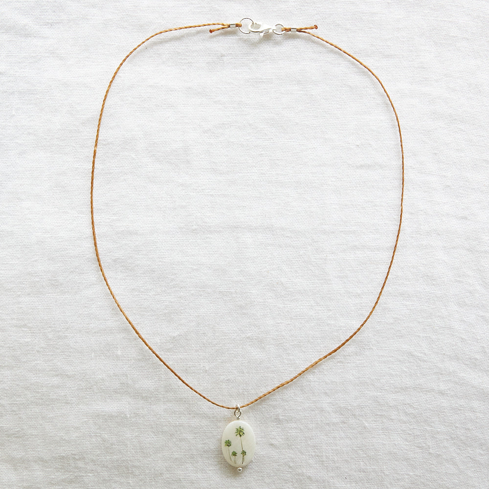 Palm trees cord necklace sterling silver
