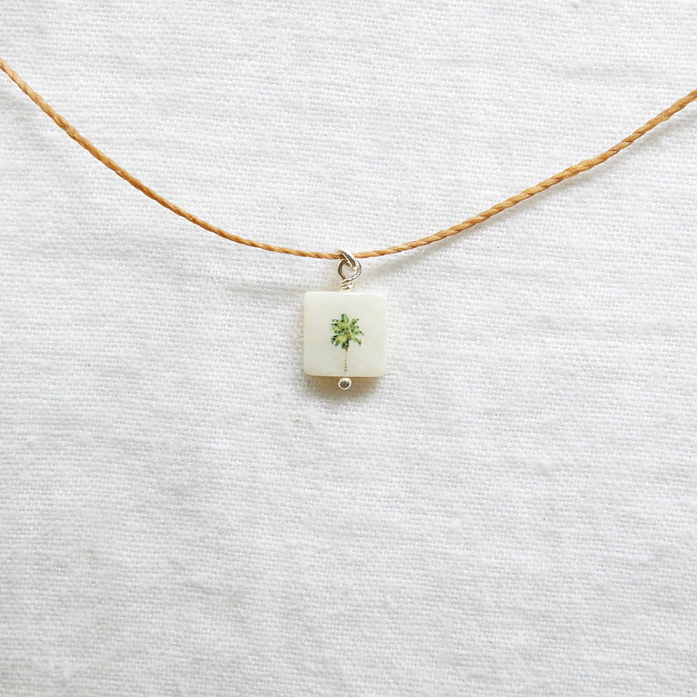palm tree cord necklace sterling silver