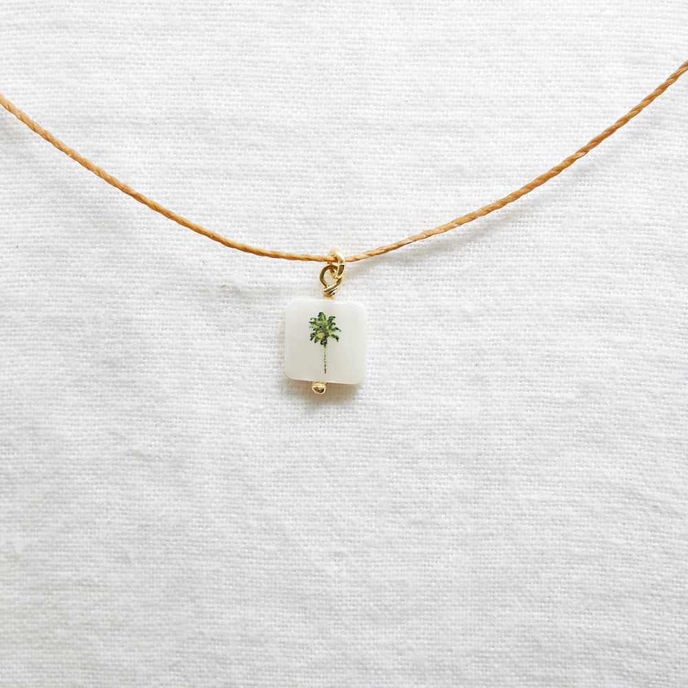 Palm tree cord necklace 24k gold plated