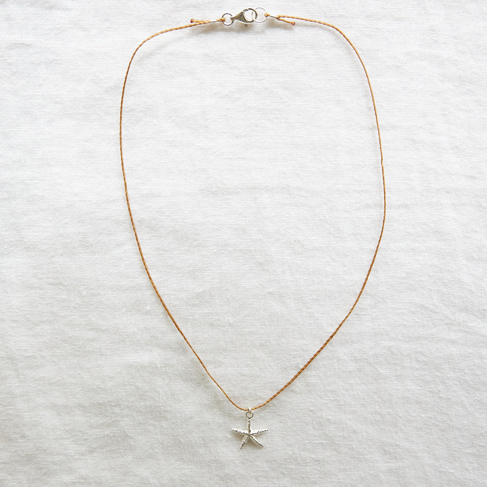 Starfish cord necklace sterling silver