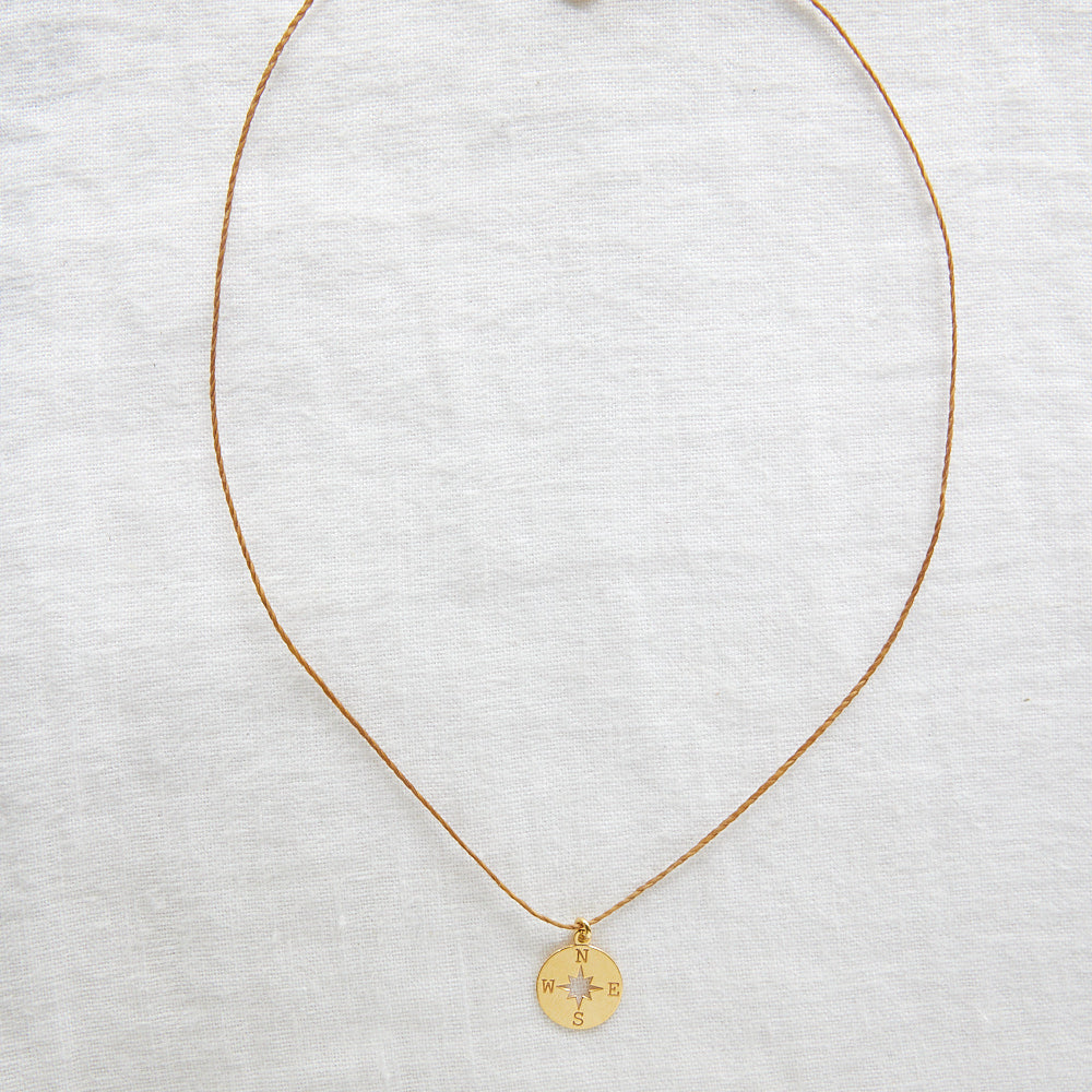 Compass cord necklace