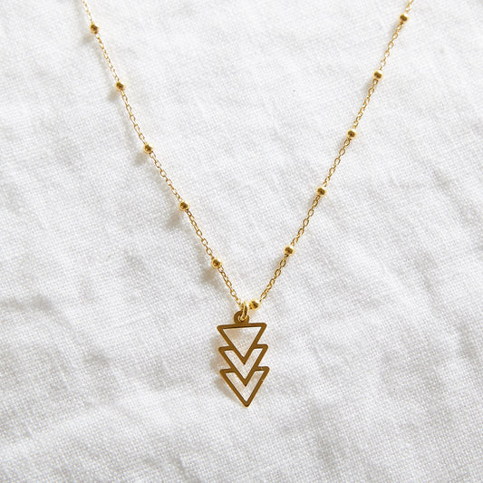 Triangles on 24k Gold plated ball chain