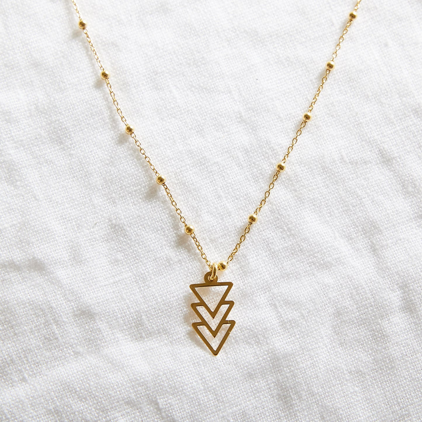 Triangles on 24k Gold plated ball chain