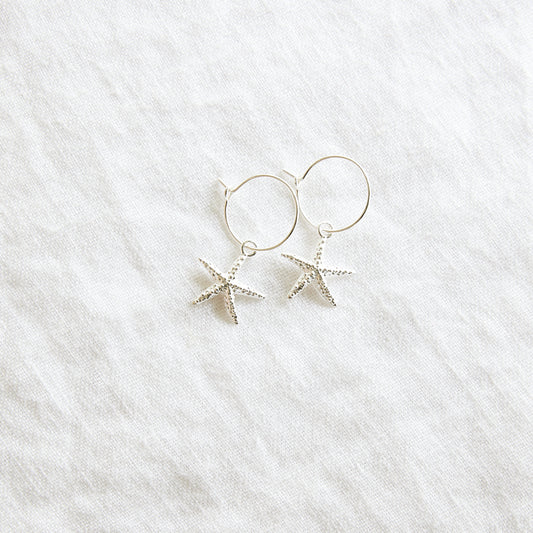 Starfish hoops sterling silver