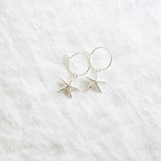 Starfish hoops sterling silver