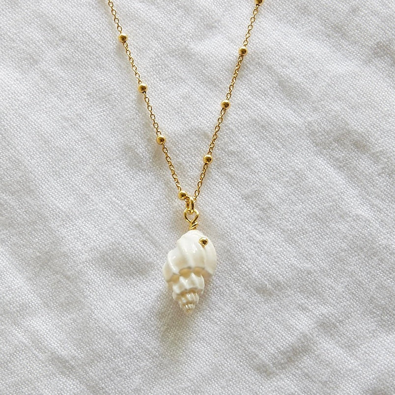 Natural Shell on 24k Gold Plated ball chain