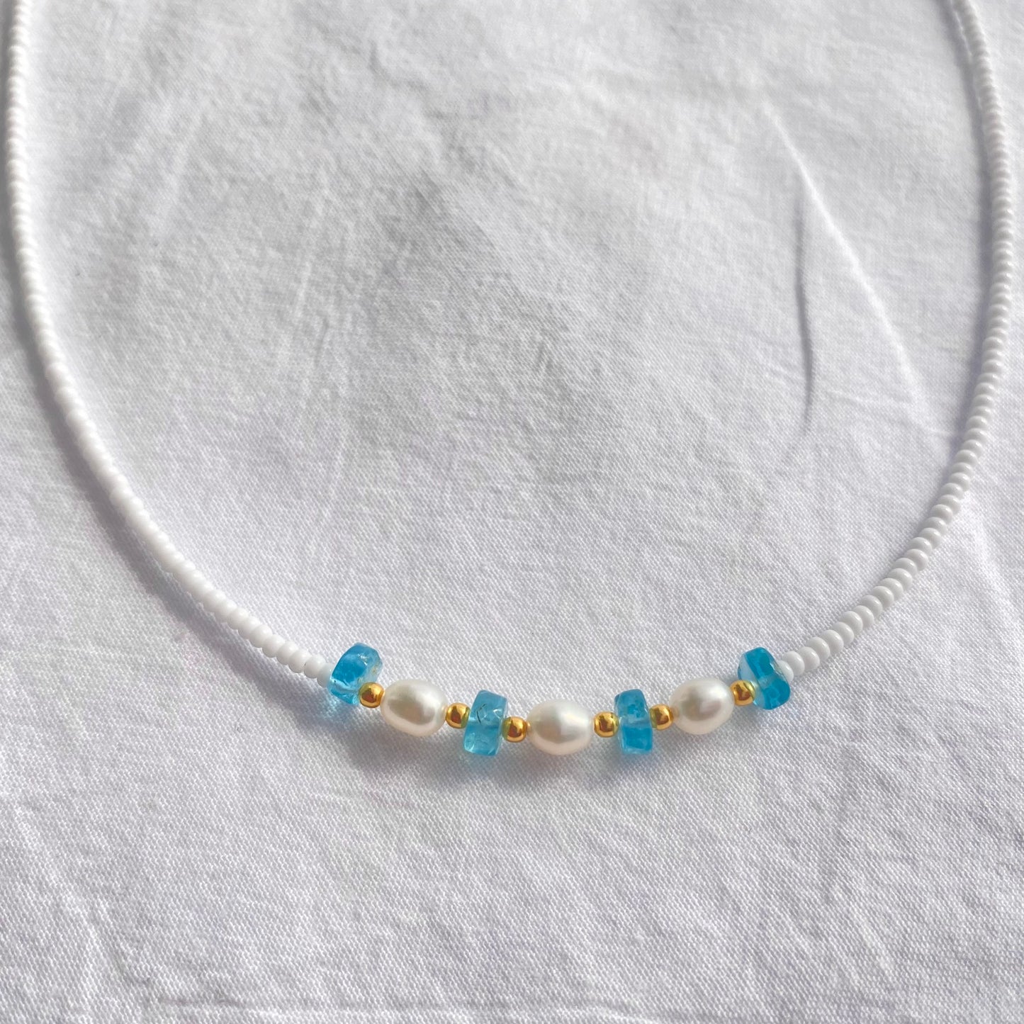 Collier Apatite & Perle d'eau douce