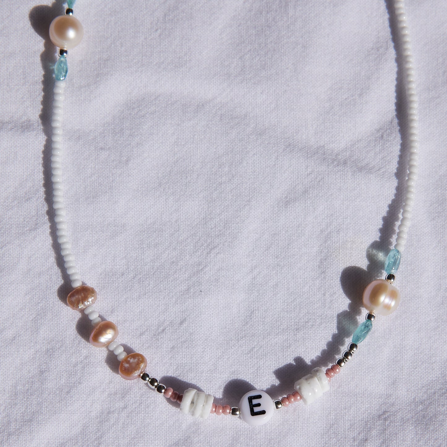 Ocean Necklace with Initial Sterling Silver