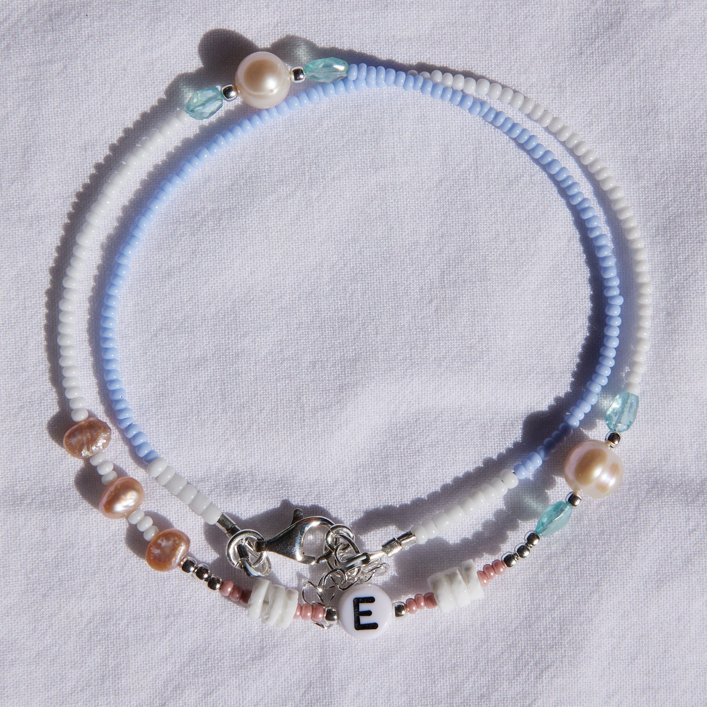 Ocean Necklace with Initial Sterling Silver