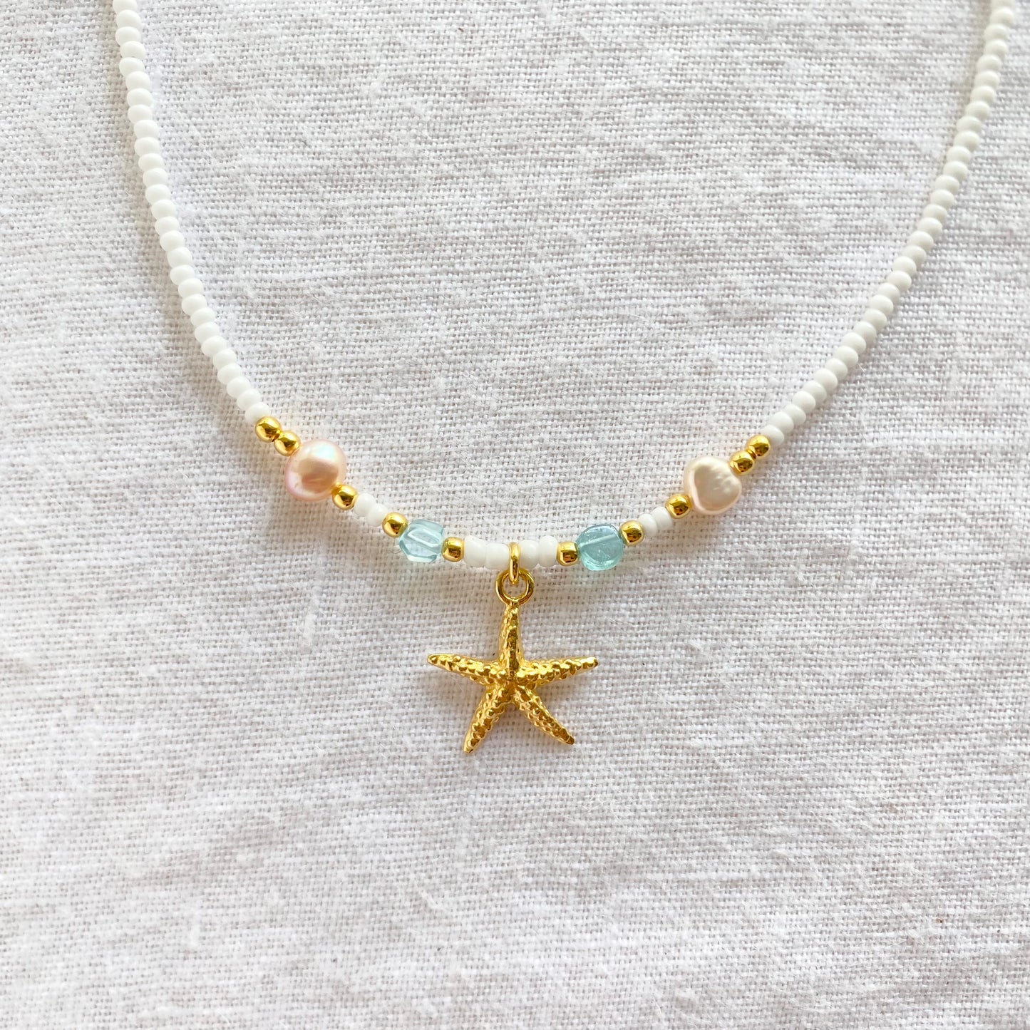 Sunlit Starfish Necklace 24k Gold plated sterling silver