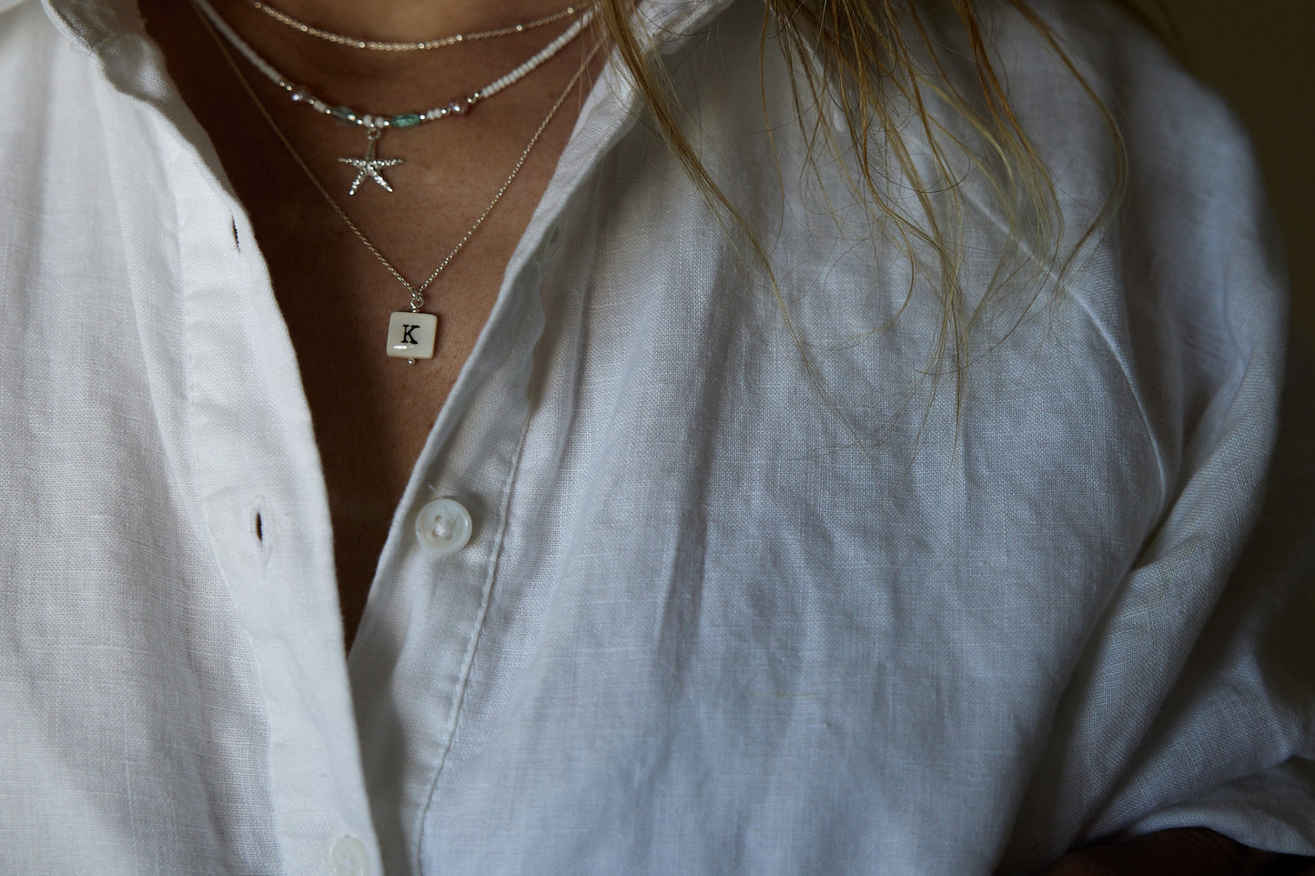 Sunlit Starfish Necklace sterling silver