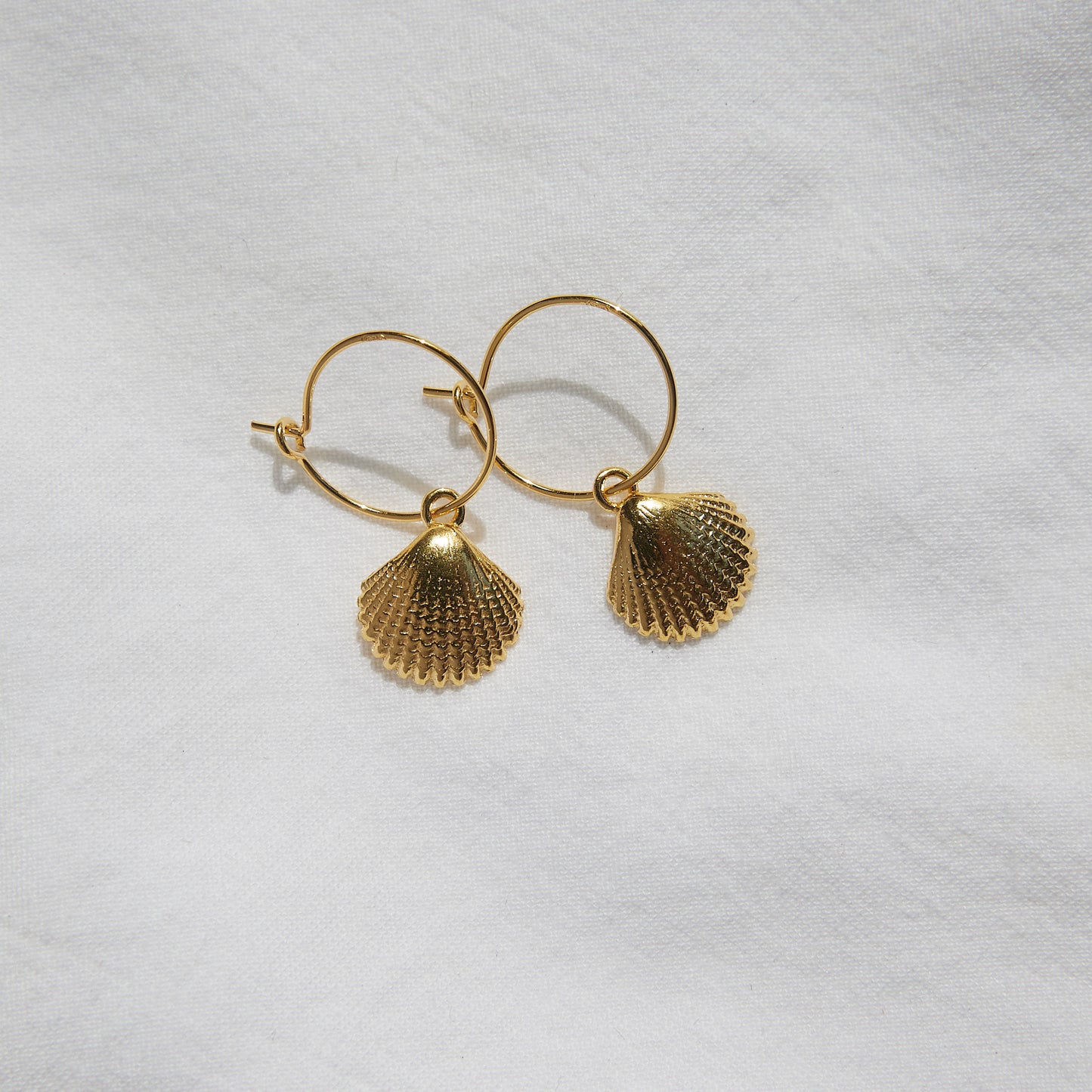 Seashell hoops 24k gold plated sterling silver