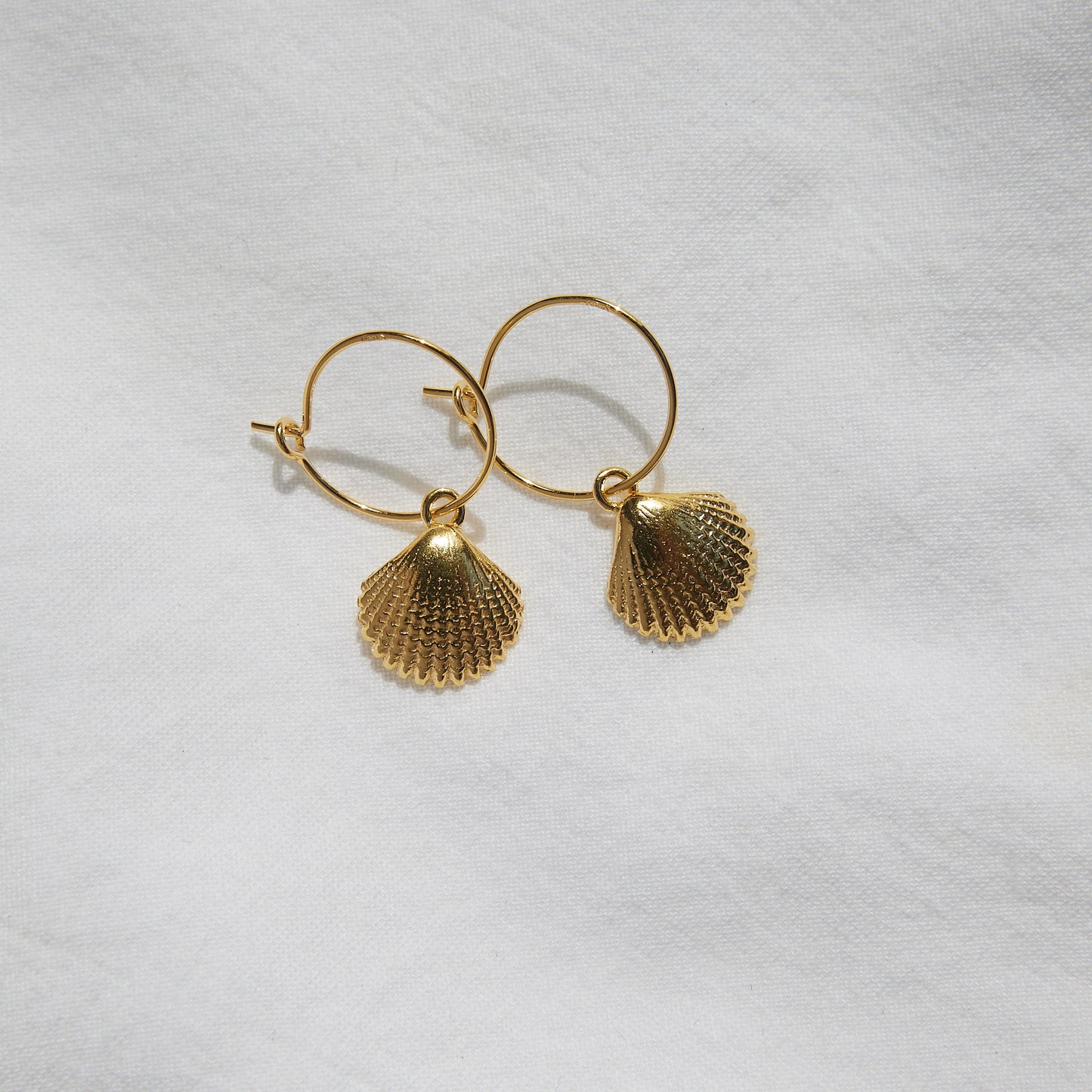 Seashell hoops 24k gold plated sterling silver