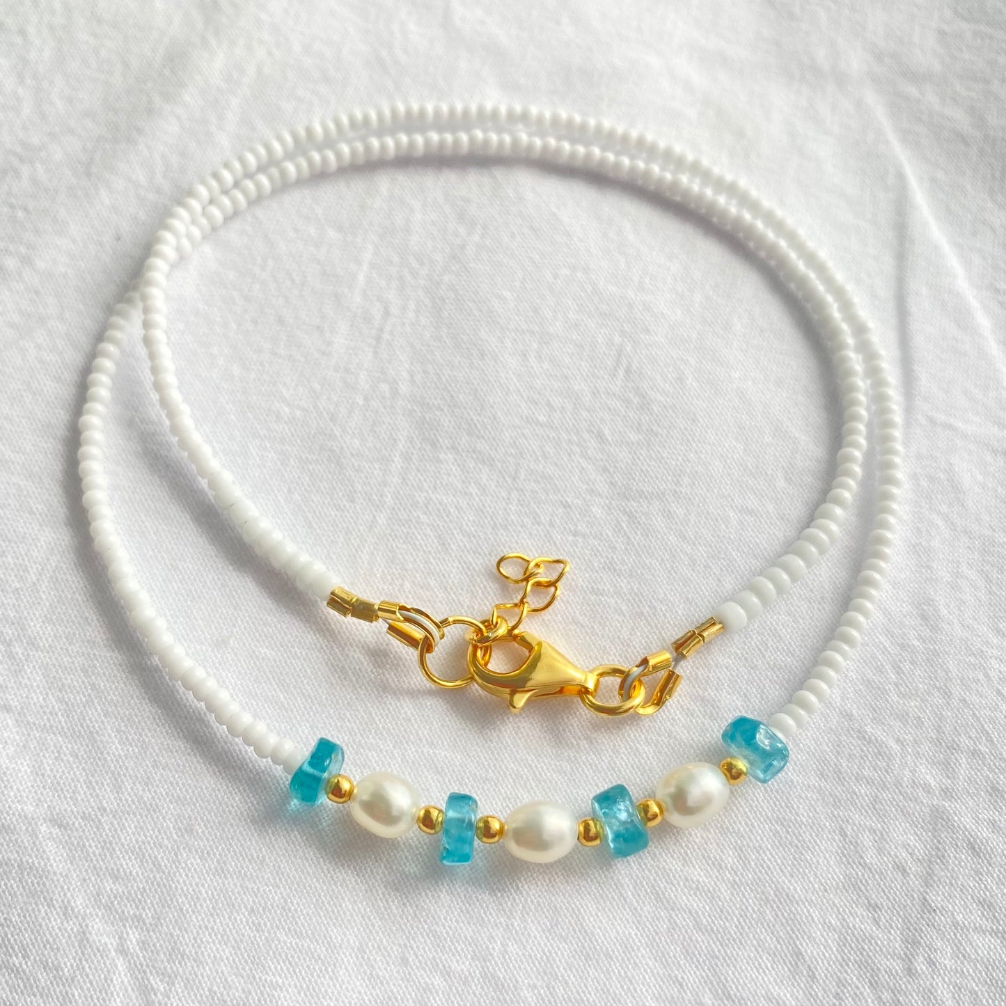 Collier Apatite & Perle d'eau douce