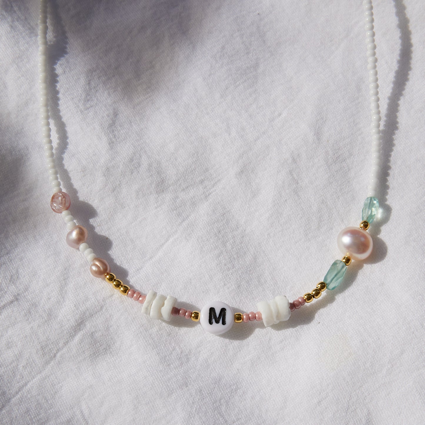 Collier Océan avec initiale Plaqué Or 24k