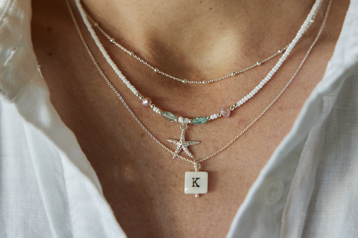 Sunlit Starfish Necklace sterling silver