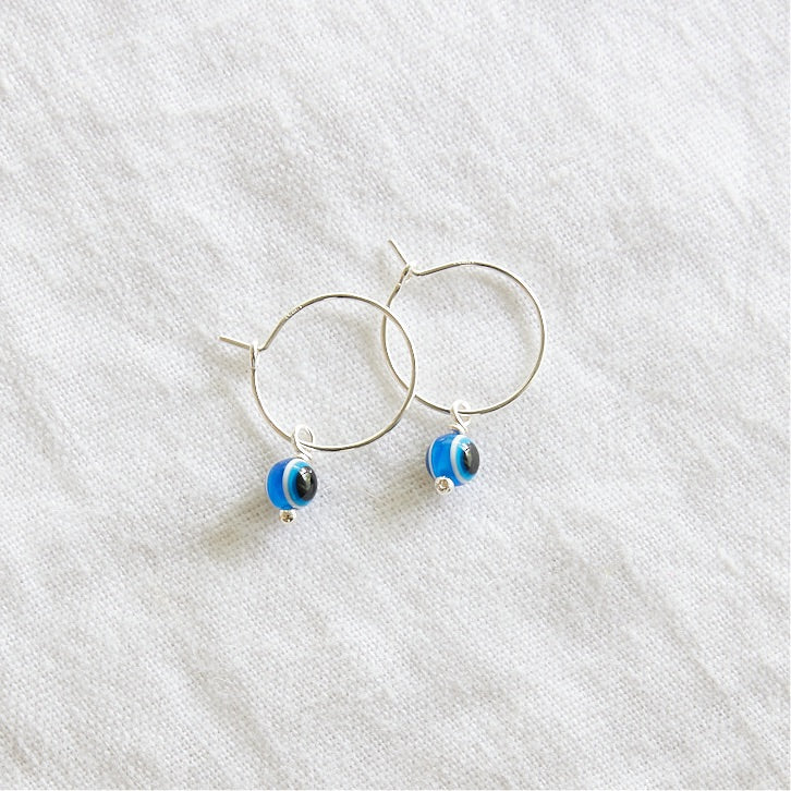 Evil eye hoops sterling silver