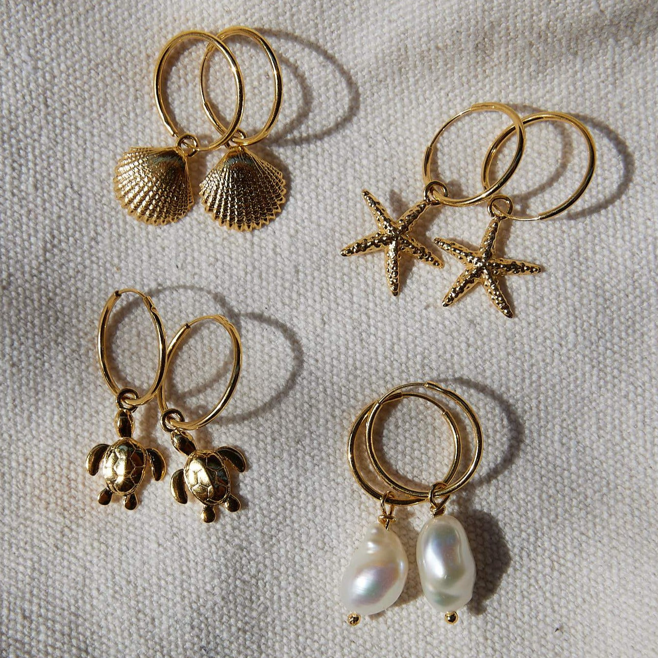 Starfish hoops 24k gold plated sterling silver