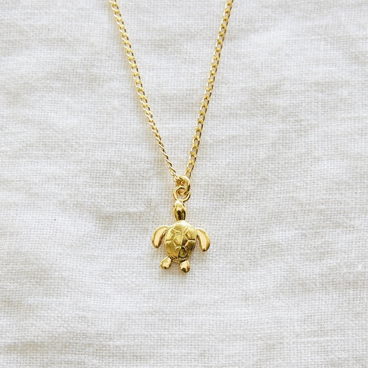Turtle Necklace 24k Gold Plated Sterling Silver