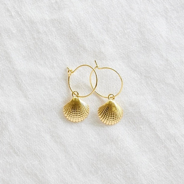 Seashell hoops 24k gold plated sterling silver