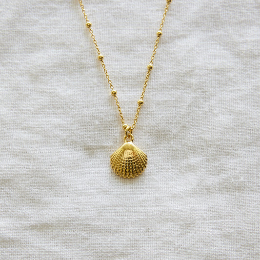 Seashell ball chain 24k Gold Plated sterling silver