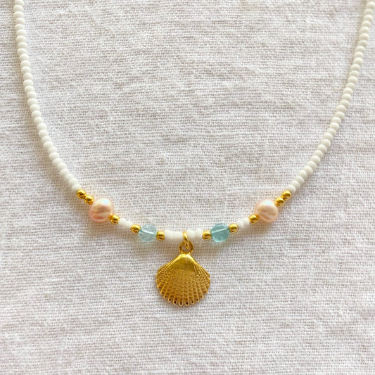 Sunlit Seashell necklace 24k Gold plated sterling silver