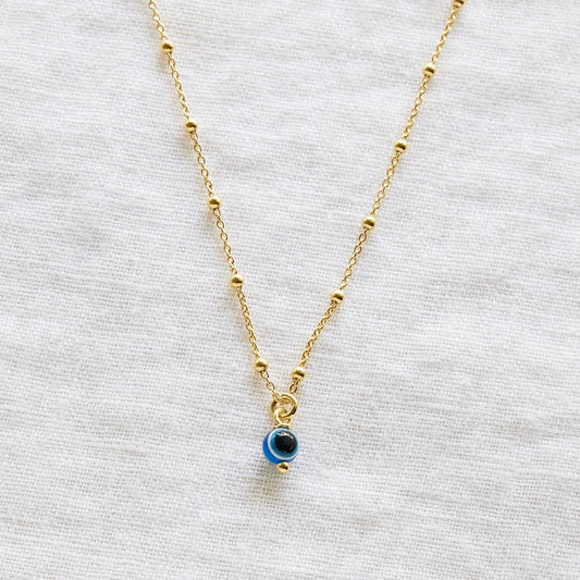 Evil eye necklace 24k gold plated ball chain