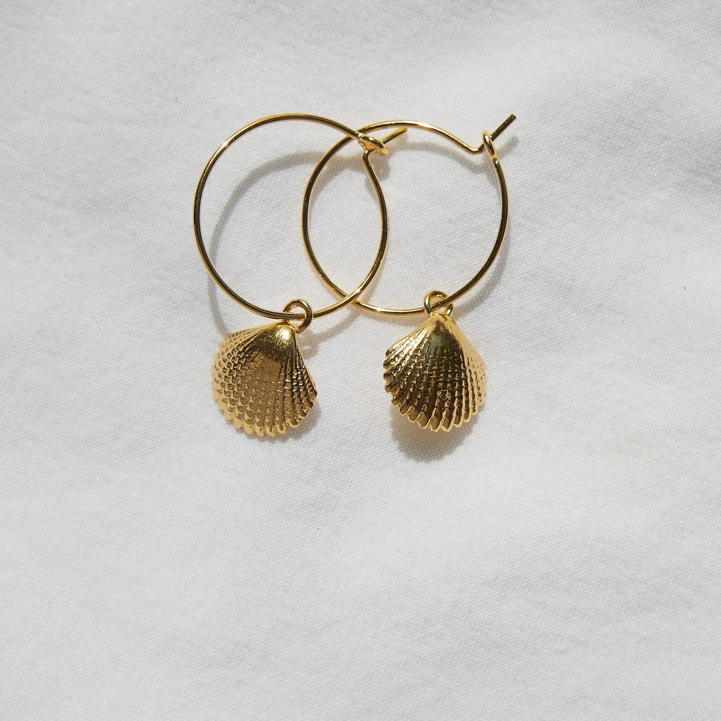 Seashell hoops 24k gold plated sterling silver