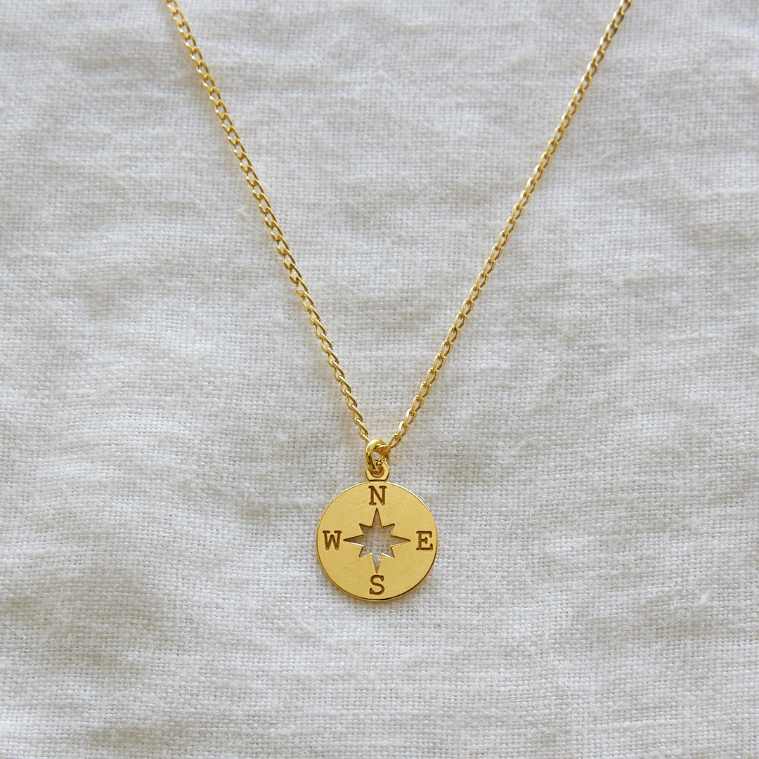 Collier Boussole Plaqué Or 24k