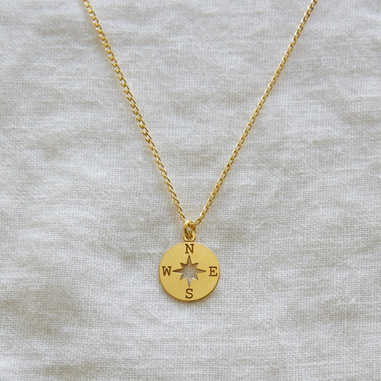 24k Gold plated Compass Necklace