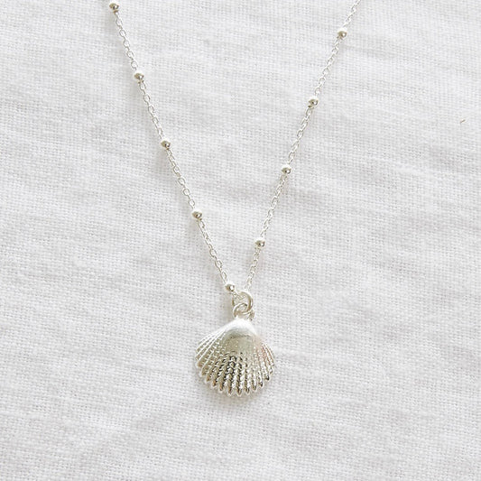 Seashell on sterling silver ball chain