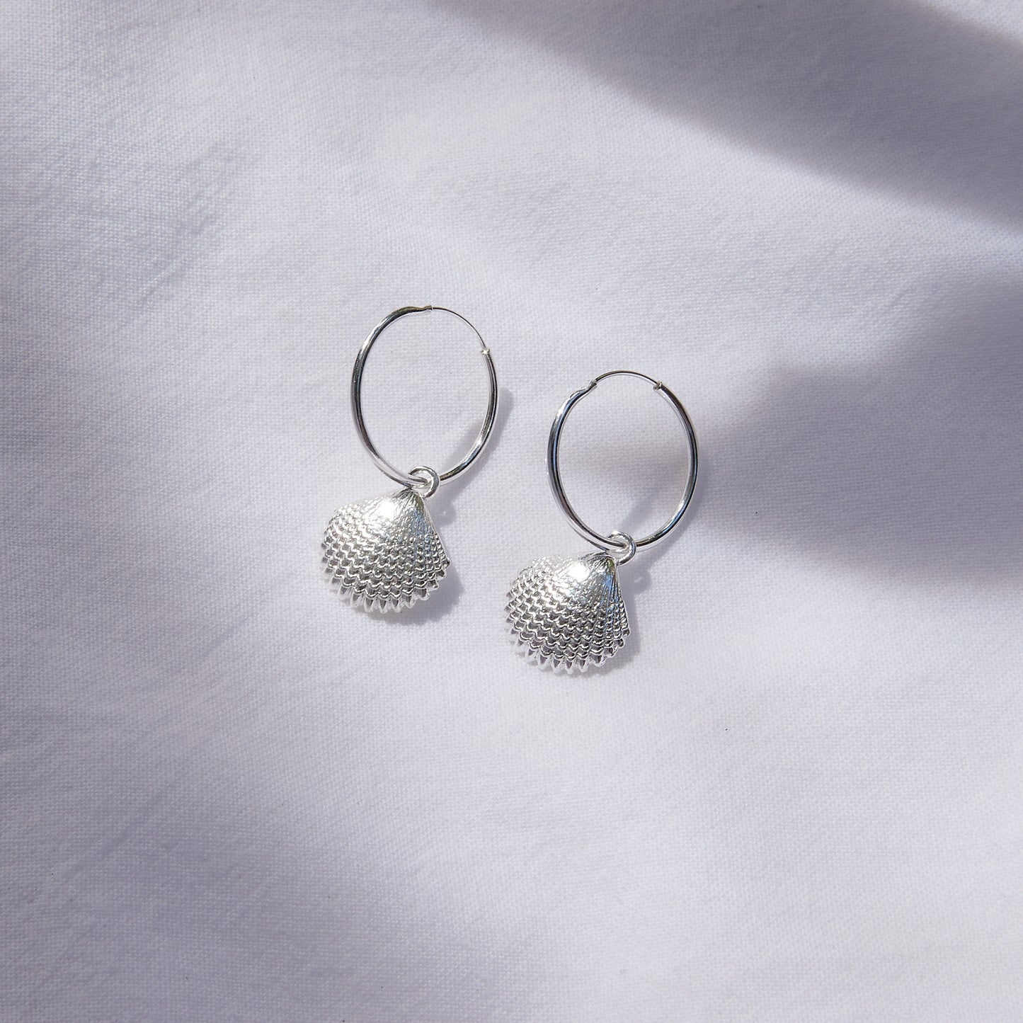 Créoles coquillage en argent sterling