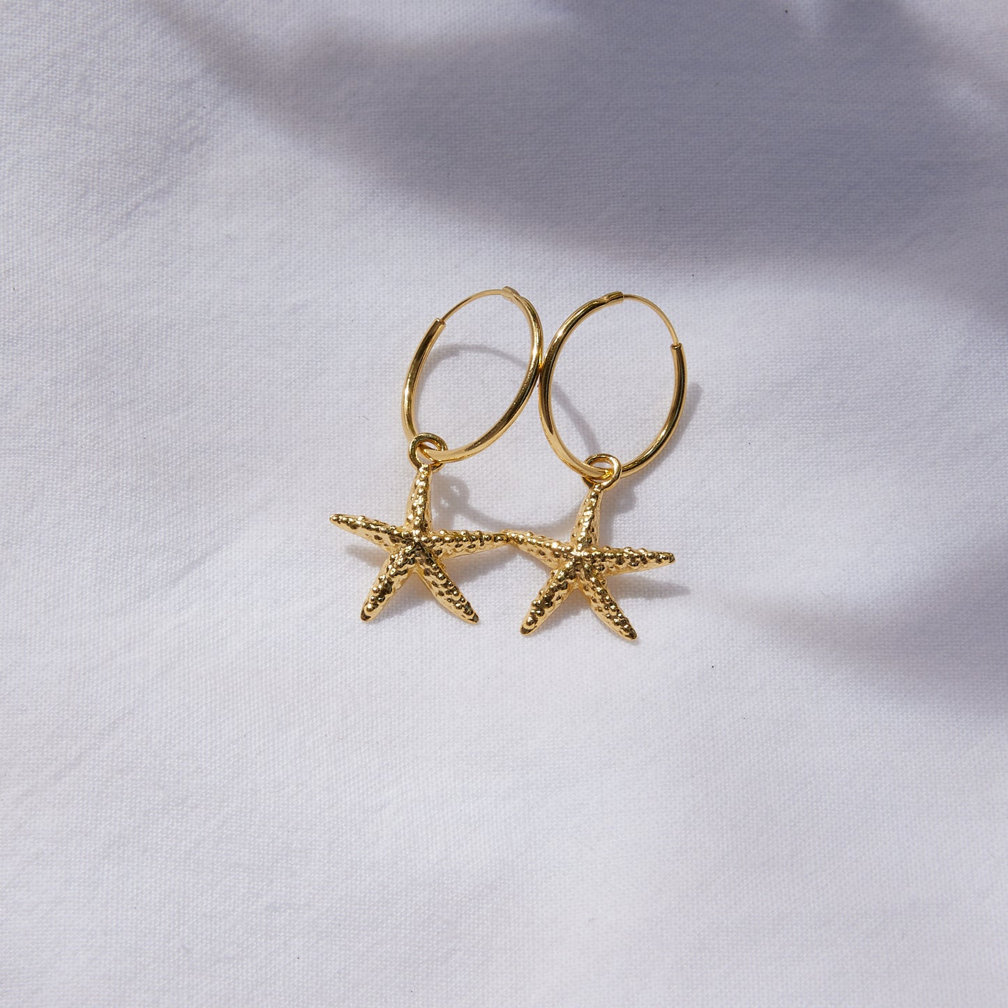 Starfish hoops 24k gold plated sterling silver
