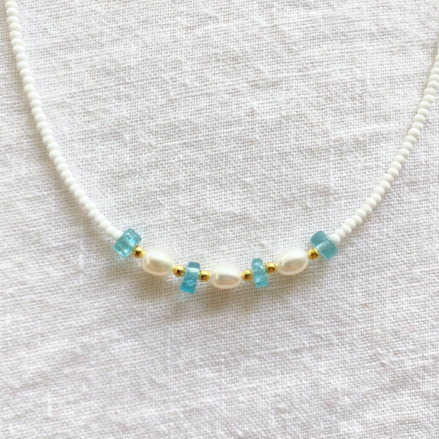 Collier Apatite & Perle d'eau douce