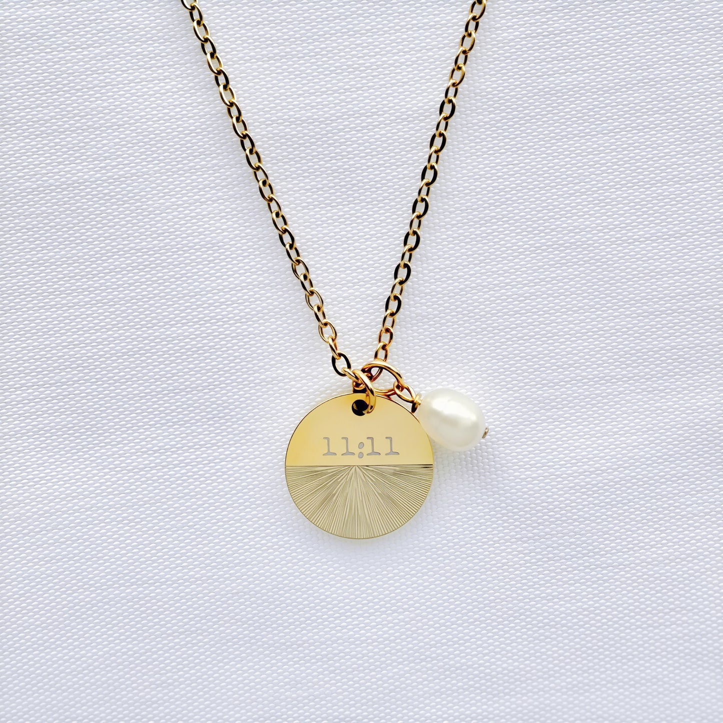 11:11 18k gold plated necklace with freshwater pearl