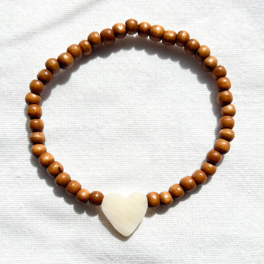 Wooden heart bracelet