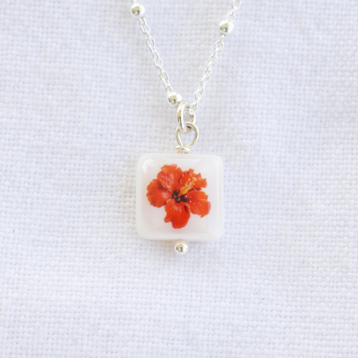 Hibiscus Flower ball chain necklace