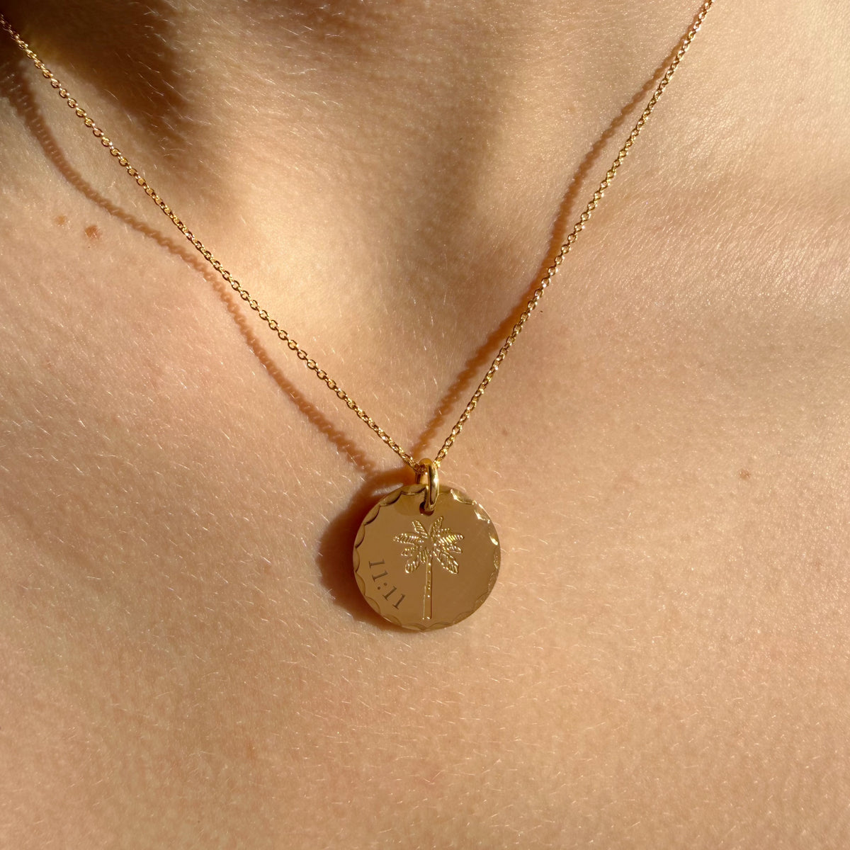 11:11 Sunlit Palm on Fine Gold Chain
