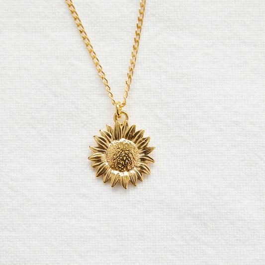 Sunflower necklace 24k gold plated sterling silver