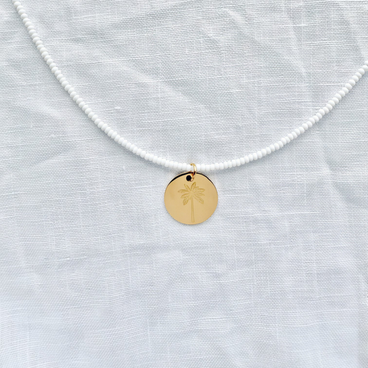 Palm Tree on white glass beads