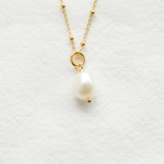 Pearl on 24k Gold plated ball chain