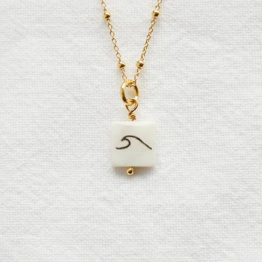 Wave pendant on 24k Gold plated sterling silver ball chain