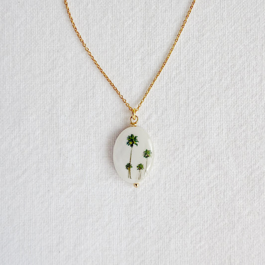 Palm Trees necklace 24k Gold Plated Sterling Silver